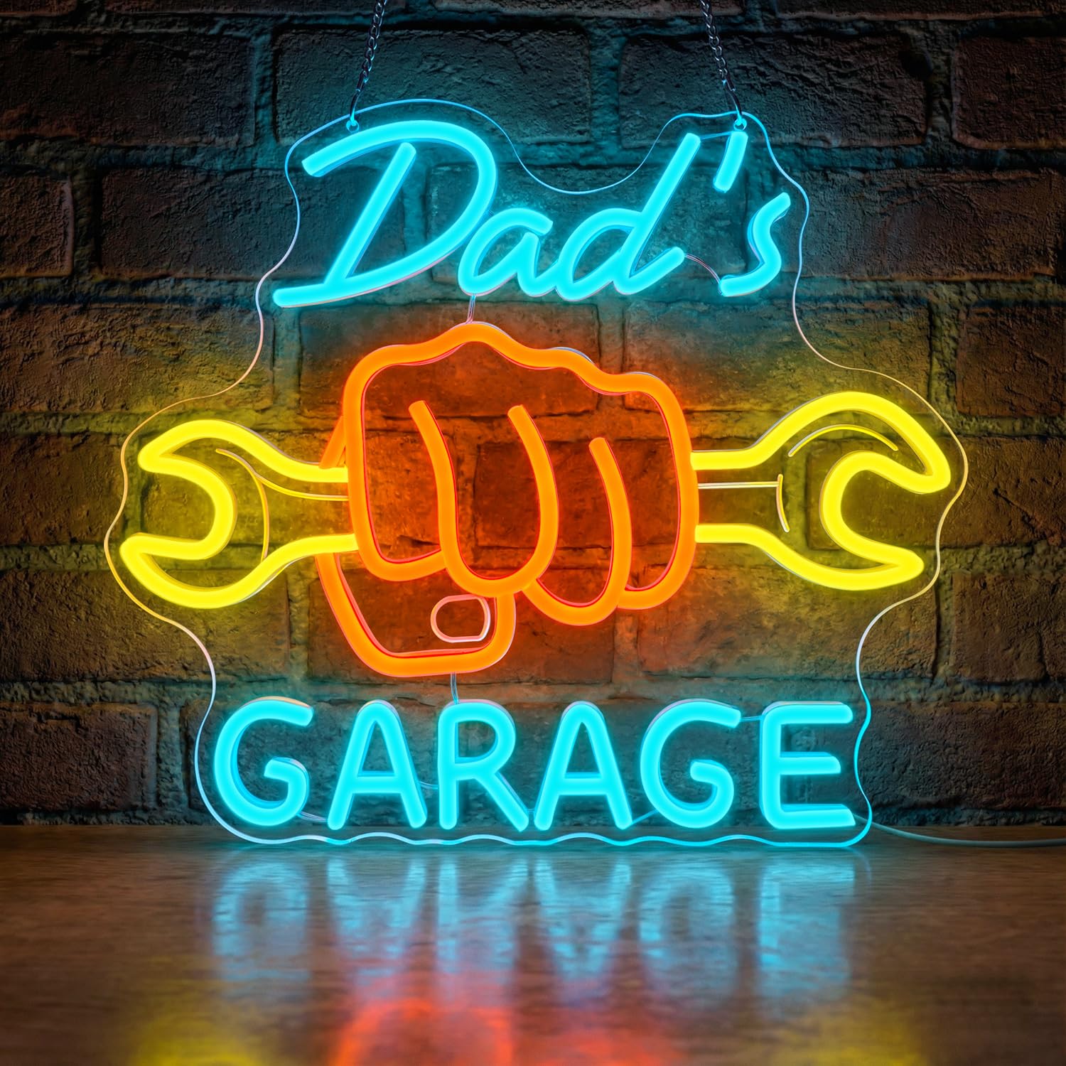 Auto Repair Shop Design - 아빠의 차고 네온사인 벽 장식용, 밝기